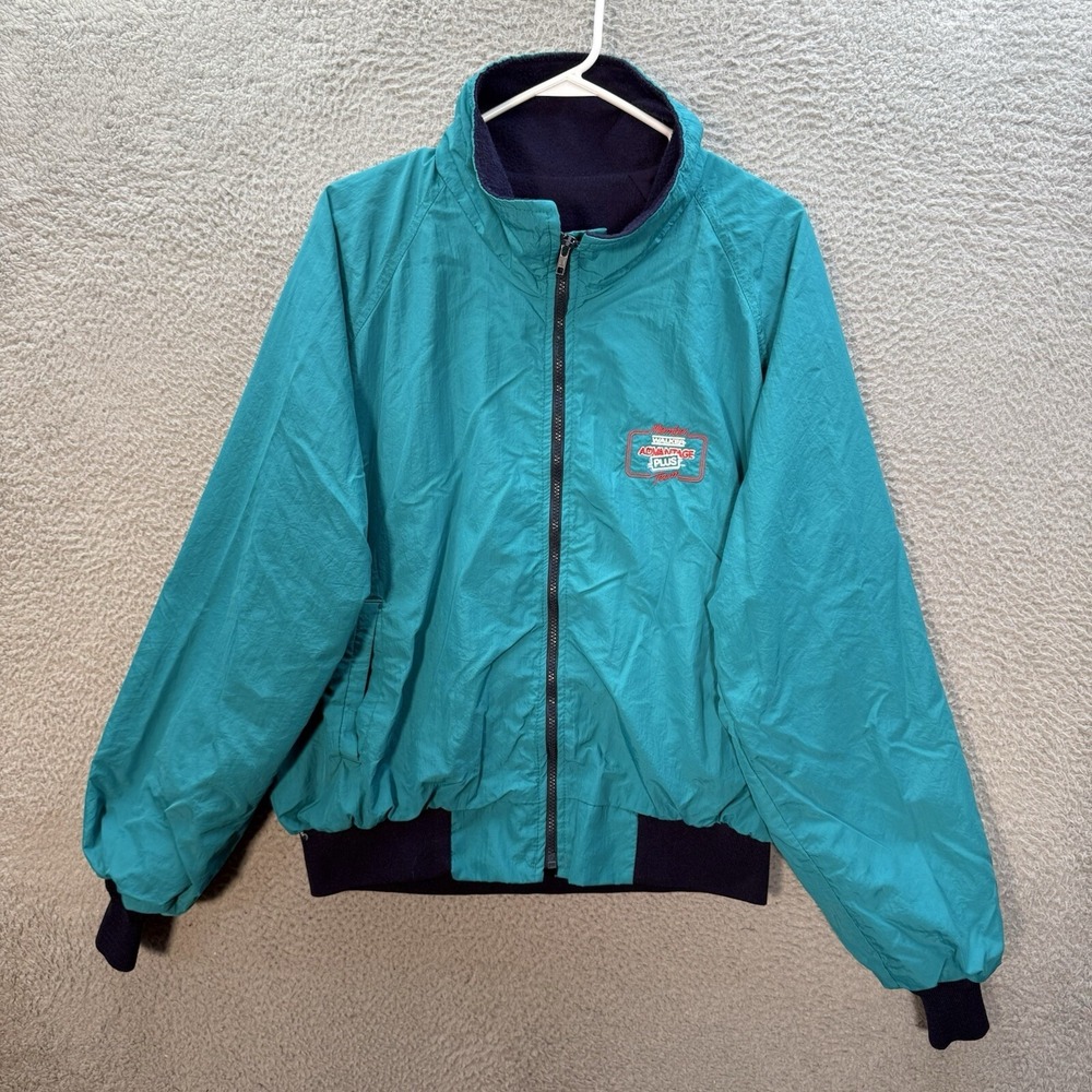 Vintage Girard Jacket Adult Large Blue Windbreaker Workwear Embroidered 1990s